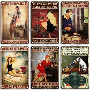 Artisian-음악 금속 로그인 비닐 주석 포스터 악기 장식 플레이트, 벽 차고, 바, 펍, 클럽, 호텔, 카페,