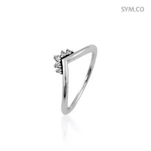 판도라 198282CZ 티아라 위시본 여자 실버 반지 d