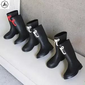 [애슬릿] 레인 부츠 장화 리본 발레코어 미들 방수 장마
