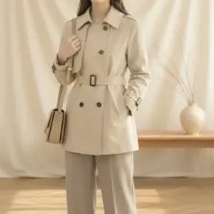 [다잇템] 여성 짧은기장 카라 혁대 트렌치코트 오버랩 봄가을 데일리룩_24696895_588872