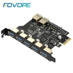 SuperSpeed PCI 익스프레스 어댑터 컨버터 카드 15 핀 SATA 전원 커넥터 포함 USB 3 7 포트 NEC720201 + GL