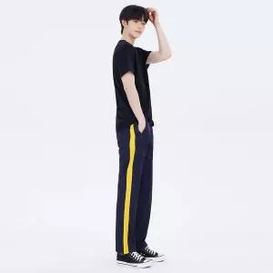 국내생산 굵은 한줄 네이비 옐로우라인 츄리닝 체육복 학교 바지