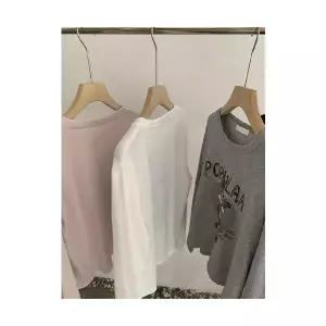 여성 프린트티 캐릭터 프린트 라운드 긴팔 반비침 맨투맨 봄가을 캐주얼 DUCHI1