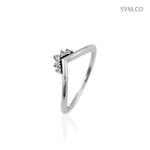 198282CZ 티아라 위시본 여자 실버반지 d