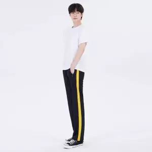 국내생산 굵은 한줄 블랙 옐로우라인 츄리닝 체육복 학교 바지
