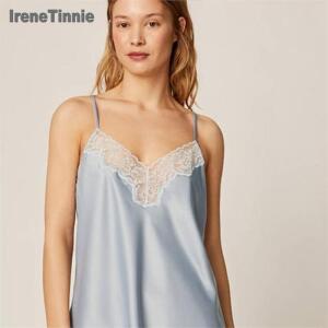 [오노마] ONM 티니 여성 잠옷 세트 얼룩 실크 레이스 탑과 반바지