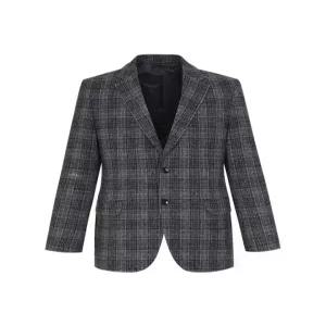 [오스틴리드]그레이 울코튼혼방 체크 등판퀼팅 자켓 -A1KF2426A