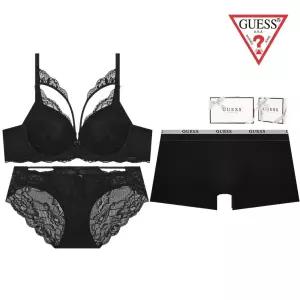 [롯데백화점]게스 [선물포장/쇼핑백] 스트링 레이스 커플속옷세트 ODWBRB96ODWPTB96GEMDR168BK