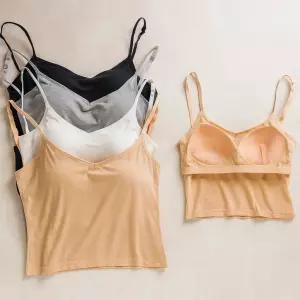 데일리 편한 여성 속옷 인견 노와이어 스포츠 브라탑 크롭티 끈 나시 수면 브라 kazib-0004