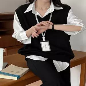 허스트 루즈핏 브이넥 니트 베스트 86229 빅사이즈 여성의류