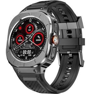 Miimall 삼성 갤럭시 워치 울트라 47mm(2025/2024)용 견고한 밴드 케이스, 스테인리스 스틸 범퍼 + 실리콘 콤보, 47mm용 스트랩이 있는 올인원 튼튼한 금속 프레