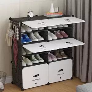 다용도 신발장 공간활용 모듈형 오픈형 현관 신발장 선반형 다단 수납 플라스틱 선반장 조립식 정리대