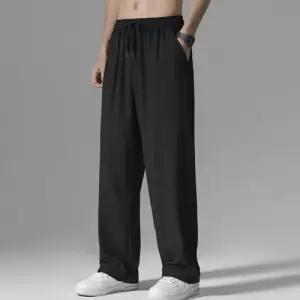 간절기용 데일리 남성 허리밴딩 세미 와이드핏 팬츠