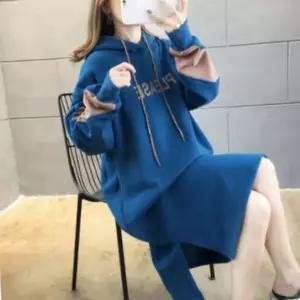 여성 롱 후드티 기모 원피스KM28 39 롱 스포티 여성 겨울 캐주얼 후드티 기모 루즈핏 원피스