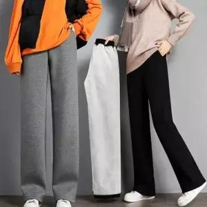 양털찰랑통바지 기모 여자 와이 편한기모 밴딩기 융털와이드팬츠
