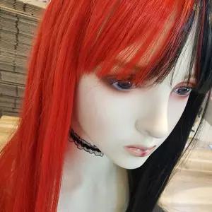블랙 레드 반반 긴 생머리 가발 긴가 긴머리 패션 변장 변장용 통머리