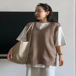 원포켓 루즈핏 니트조끼 (4 color)