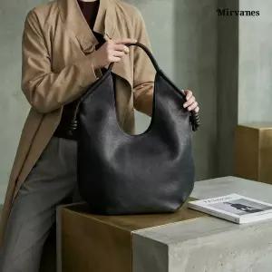 미르바네스 미니멀 레더 호보백 여성 대용량 데일리 숄더백 1731