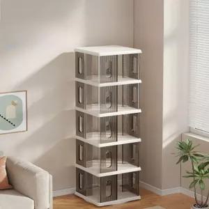 투명 회전책장 3단 공간활용 4단 조립식 틈새 이동식 대형 거실 서재 원색 선반