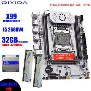 QIYIDA X99 마더보드 키트 세트 2011 XEON 2680 프로세서 RAM REG 메모리 E5 V4 2X16G 32G 14PIN DDR4 TPM2 ECC
