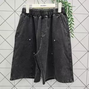 [에꼴리에] 주니어 6부 블랙 데님 쮸리 더블니 바지 26B5732_GN_GN