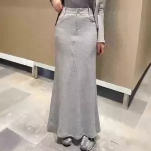 랜썸 뒷밴딩 머메이드 스판 롱스커트_S4607