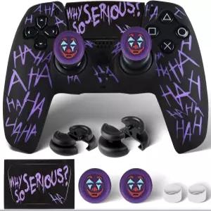 PS5 컨트롤러 조커 퍼플용 플레이레름 실리콘 스킨 커버 스티커 x 1 및 익스텐더 그립 2