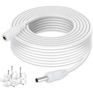WILDHD DC 전원 연장 케이블 33피트 1.35mm x 3.5mm CCTV 카메라 IP 독립형 DVR(33피트 DC3.5mm 플러그 화이트)을 위한 5V 어댑터 코드와 호환됩니다