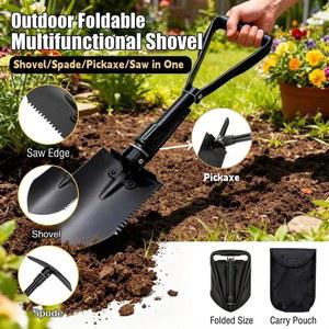 야외용 접이식 스페이드 도끼 일체형 다기능 굴착 도구 정원 캠핑 눈밭 야외 사용을 위한 보관 가방 포함