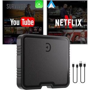 유선에서 무선으로 변환하는 무선 카플레이 어댑터 빠른 안정적 연결 2025 업그레이드 박스 지원 넷플릭스, 유튜브, TF 카드 플러그 연결, 2015년형 자동차 및 iOS 10+