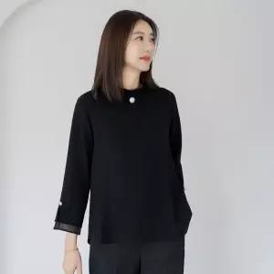 엄마옷 마담4060 진주프릴반목블라우스 -QBL2603019-