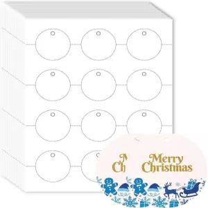 Mr-Label 120 스트링 인쇄 가능 태그 원형 다이아 2 240GSM 광택 화이트 마이크로 천공 카드 재고 의류