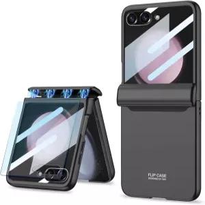 Clatoi for Samsung Galay Z Flip 5 케이스 자석 힌지 보호 및 외부 화면 필름 포함 삼성 5용 하드 PC 슬림