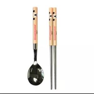 ( )수저세트 얼굴 도시락 젓가락 콤비 학생 코리락쿠마 수저 캐릭터 세트 스푼 슬림