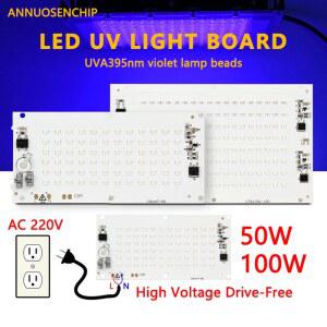 LED DOB 선형 광원 보드 UV 램프 고전압 UVA 395NM 220V 경화 100W AC 드라이브 프리 50W 비드 자외선