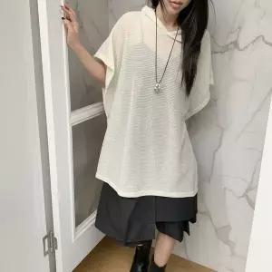 [하프클럽/]여성 통기성 후드 니트 오버핏 조끼