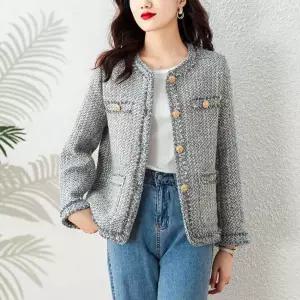 가을 여성용 세련도도녀 코트 프렌치트위드 탑 기모 스몰 OOTD3