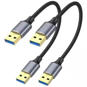 ApoJodly USB 30 케이블 1FT 2팩 짧은 하드 드라이브 노트북 쿨러 DVD 플레이어 등과 호환되는 남성용 코드