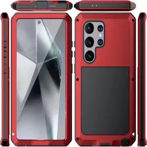 삼성 갤럭시 S24 울트라 알루미늄 메탈 케이스용 창지아 내장 스크린 프로텍터 전신 충격 방지 낙하 헤비