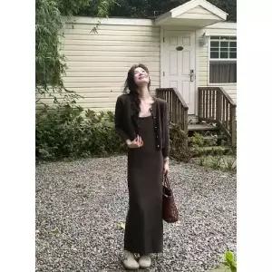 원피스 봄 타월 나시 여자정장세트 세트 소프트 카디건 9부 ible1