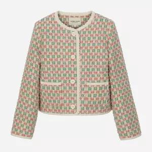 [써스데이아일랜드](T262MJK138W)레이스 디테일 트위드 자켓