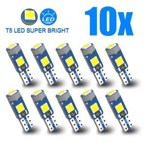 T5 LED 전구 W3W W1.2W 슈퍼 브라이트 자동차 웨지 대시 보드 게이지, 경고 표시기 계기 클러스터 램프 12V