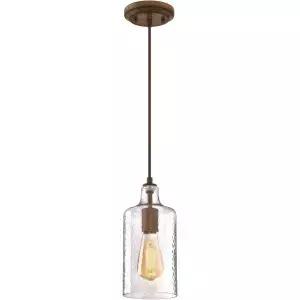 웨스팅하우스 조명 6371300 투명 텍스처 유리 카르멘 원라이트 실내 미니 펜던트로 반우드 마감 원사이즈