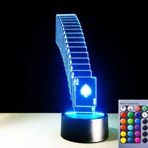진웰 3D 포커 나이트 라이트 램프 일루전 리드 16 컬러 체인지 테이블 책상 장식 플랫 ABS 베이스 USB 케이블 (버스)