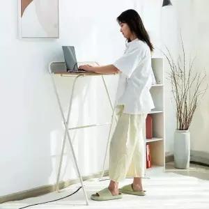 스탠딩 책상 높은테이블 접이식 노트북 스틸 키높이 조절 간이 테이블 화이트
