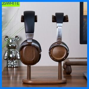 QSWRITE 듀얼 헤드폰 거치대, 호두나무, 2 헤드폰 행어, 미니멀리스트 랙, 지지대 헤드셋 컨트롤 스토리지,