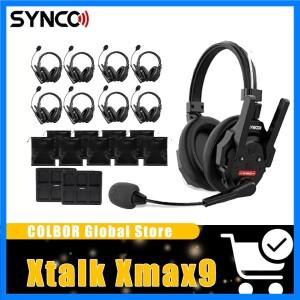 Synco Xtalk XMax9 2.4G 무선 인터콤 9개의 듀얼 이어 헤드셋 AI 소음 제거 칩 XPro 및 호환