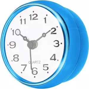 PATIKIL 방수 욕실 시계 흡착 컵이 달린 미니 원형 벽시계 샤워실/주방/가정 장식용 블루