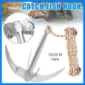 접이식 보트 앵커 로프 야외 그래플링 후크 생존 도구 작은 카누 낚시 용품에 대한 견고한 내구성