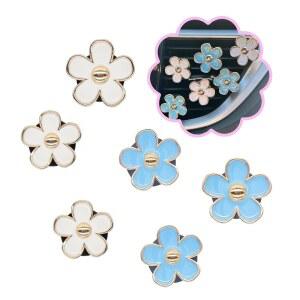 ORIESE 6pc 꽃 자동차 공기 리필 블루 가능한 3.3cm/3cm 여성용 액세서리 화이트 통풍구 장식 청정기 클립